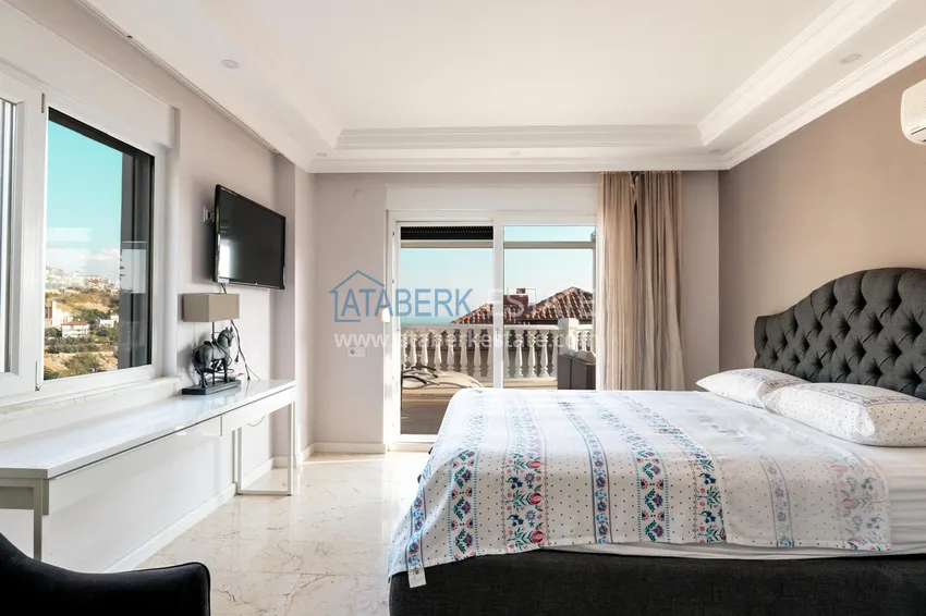 Purchase  Furnished 3+1 villa in Alanya, with spectacular panoramic views — Tepe mountain area 16 