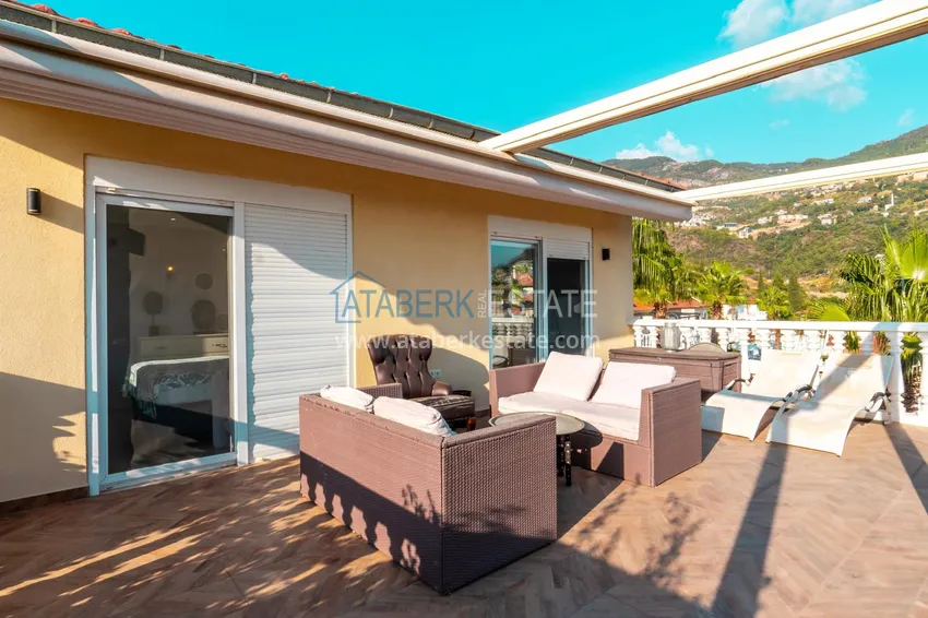 Purchase  Furnished 3+1 villa in Alanya, with spectacular panoramic views — Tepe mountain area 22 
