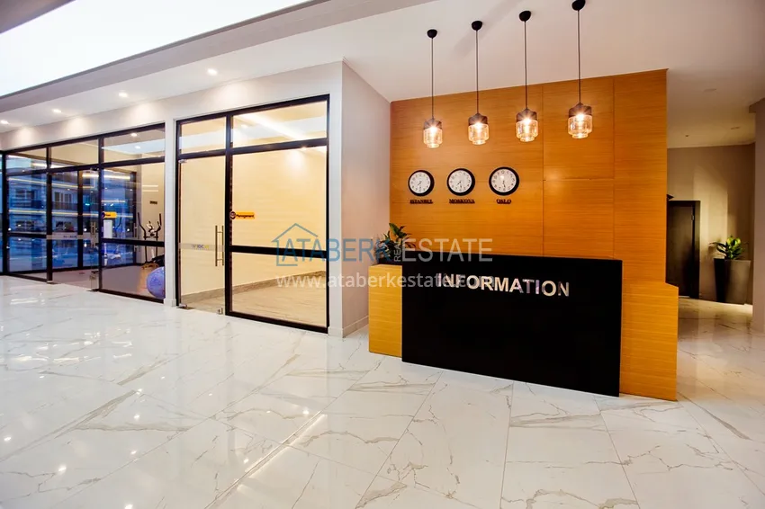 Apartment for rent in Alanya, Tosmur area - furnished, spacious terrace, luxury complex, 250 m beach 12