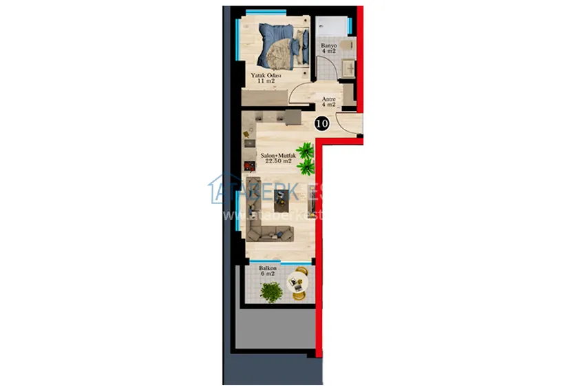 Buy cheap Apartment 1+1 with finishing in the prestigious neighborhood of Oba 1