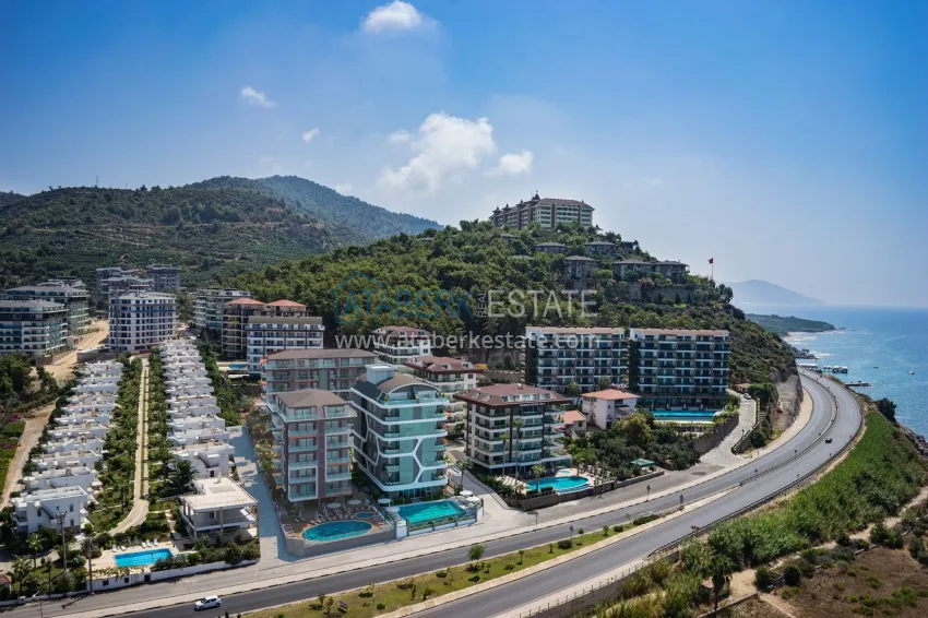 Furnished apartment 1+1 with sea view in luxury complex - Kargycak, first coast line 1