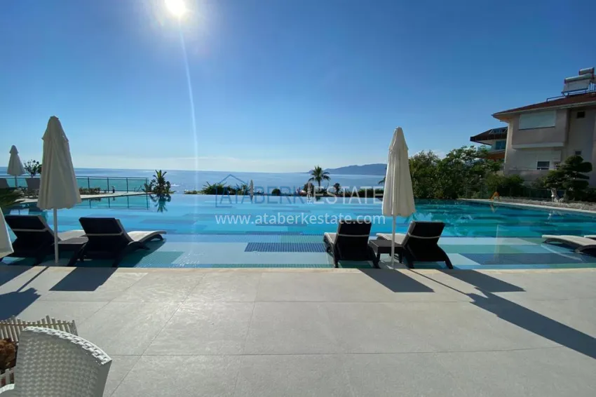 Furnished apartment 1+1 with sea view in luxury complex - Kargycak, first coast line 7