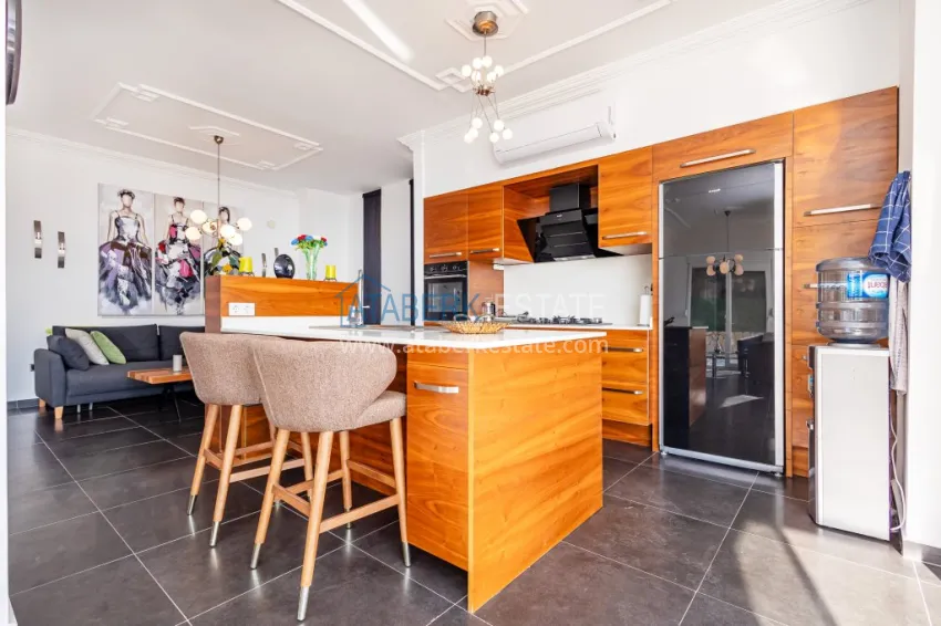 Purchase 3+1 panoramic private villa with furniture and swimming pool in Tepe, Alanya — suitable for a residence permit 5 