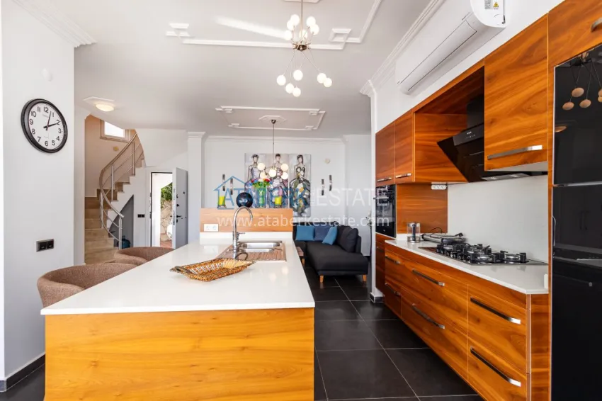 Purchase 3+1 panoramic private villa with furniture and swimming pool in Tepe, Alanya — suitable for a residence permit 7 