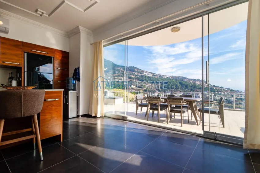 Purchase 3+1 panoramic private villa with furniture and swimming pool in Tepe, Alanya — suitable for a residence permit 8 