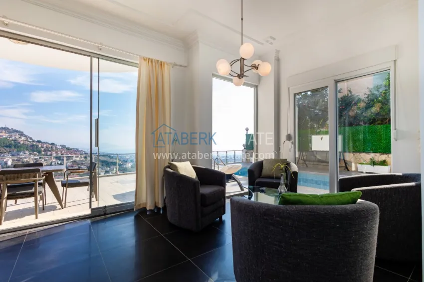 Purchase 3+1 panoramic private villa with furniture and swimming pool in Tepe, Alanya — suitable for a residence permit 9 