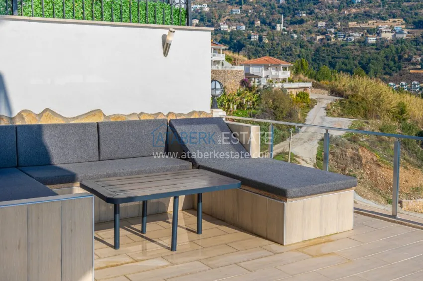 3+1 panoramic private villa with furniture and swimming pool in Tepe, Alanya — suitable for a residence permit 9 