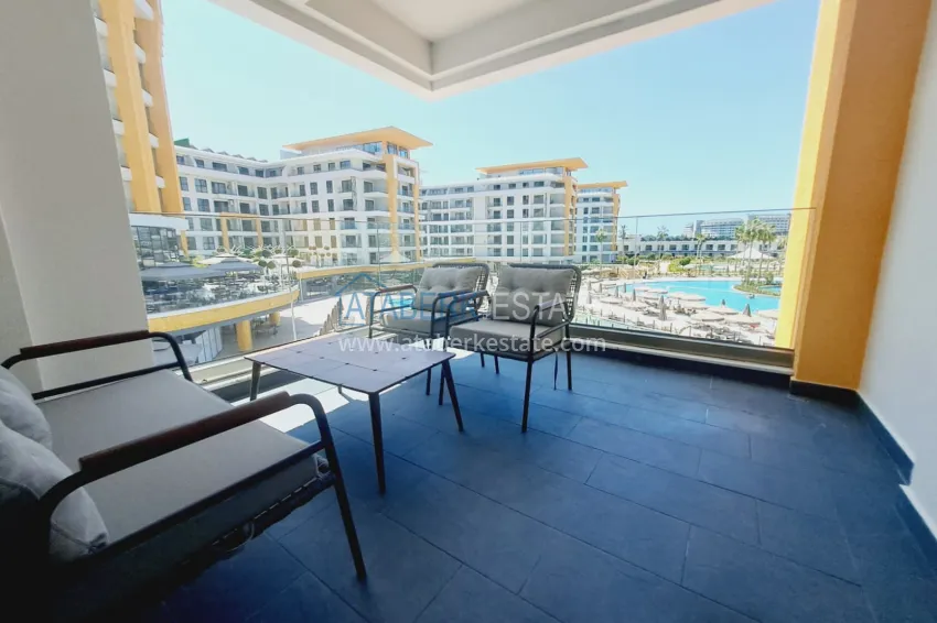 Purchase Furnished 2+1 XL apartment with laundry in a luxury complex — Alanya, Turkler. Suitable for a residence permit 21 