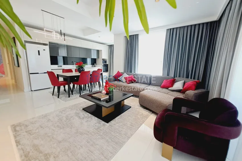 Purchase Furnished 2+1 XL apartment with laundry in a luxury complex — Alanya, Turkler. Suitable for a residence permit 3 