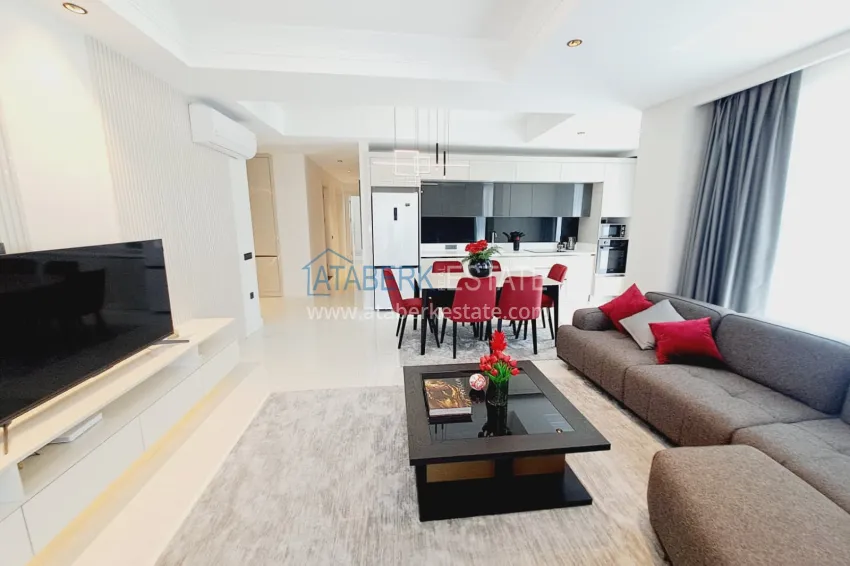 Purchase Furnished 2+1 XL apartment with laundry in a luxury complex — Alanya, Turkler. Suitable for a residence permit 4 