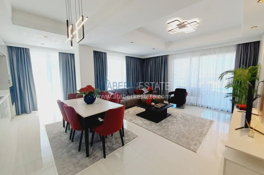 Purchase Furnished 2+1 XL apartment with laundry in a luxury complex — Alanya, Turkler. Suitable for a residence permit 5 