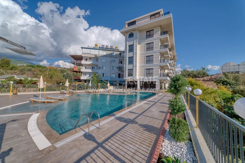 Furnished 1+1 apartment with sea view in Kestel, Alanya 16