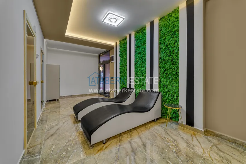 Furnished 1+1 apartment with sea view in Kestel, Alanya 33