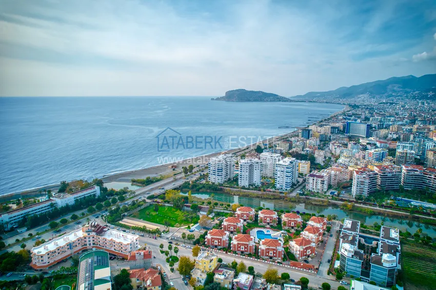 4+1 garden duplex with furniture and views of the Dim River in the Kestel area 4 