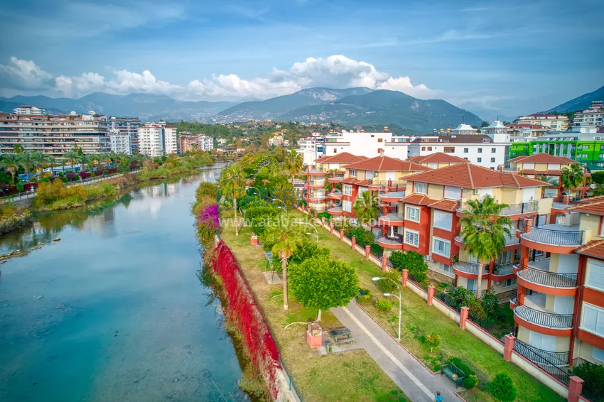 4+1 garden duplex with furniture and views of the Dim River in the Kestel area 9 