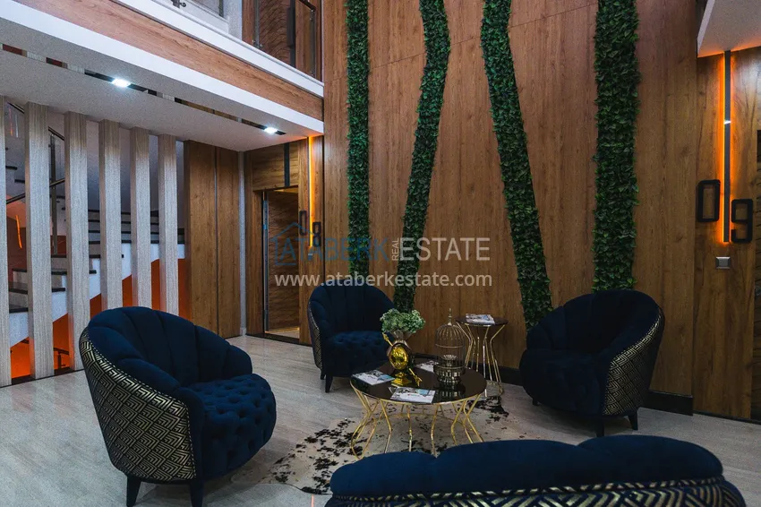 Linear 4+1 apartment with access to the garden in an elite complex - first coastal one, Kestel district, Alanya 18 