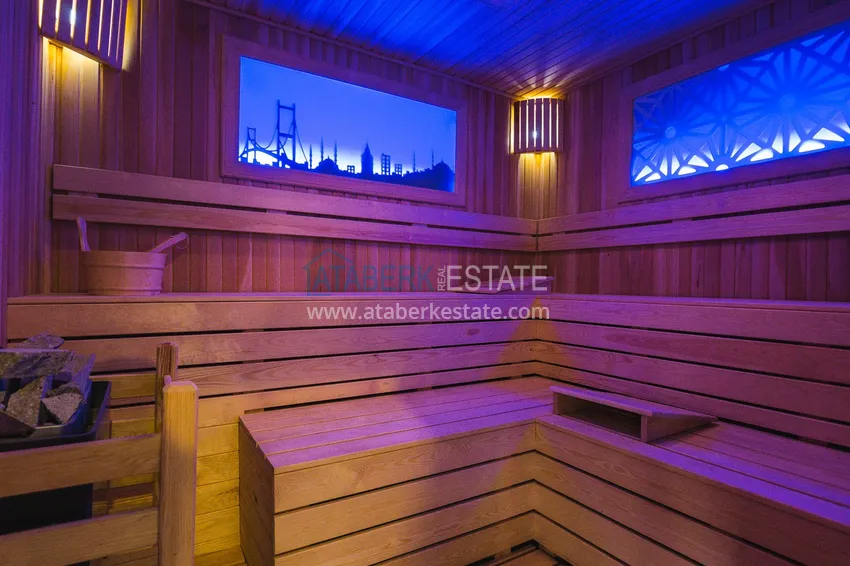 Linear 4+1 apartment with access to the garden in an elite complex - first coastal one, Kestel district, Alanya 26 