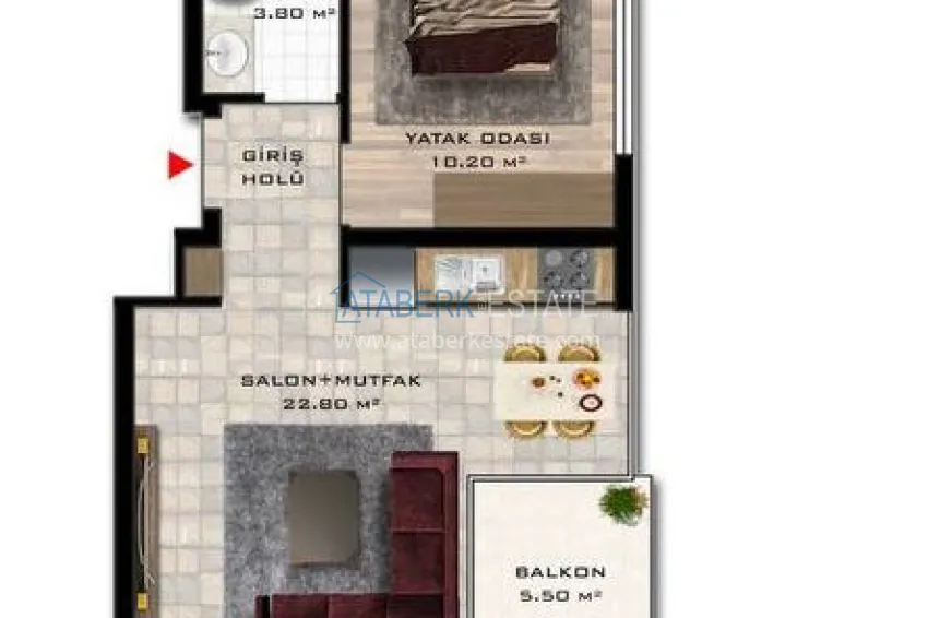 Buy cheap 1+1 apartment, 50 m² in Mahmutlar - partially furnished, from owner 1