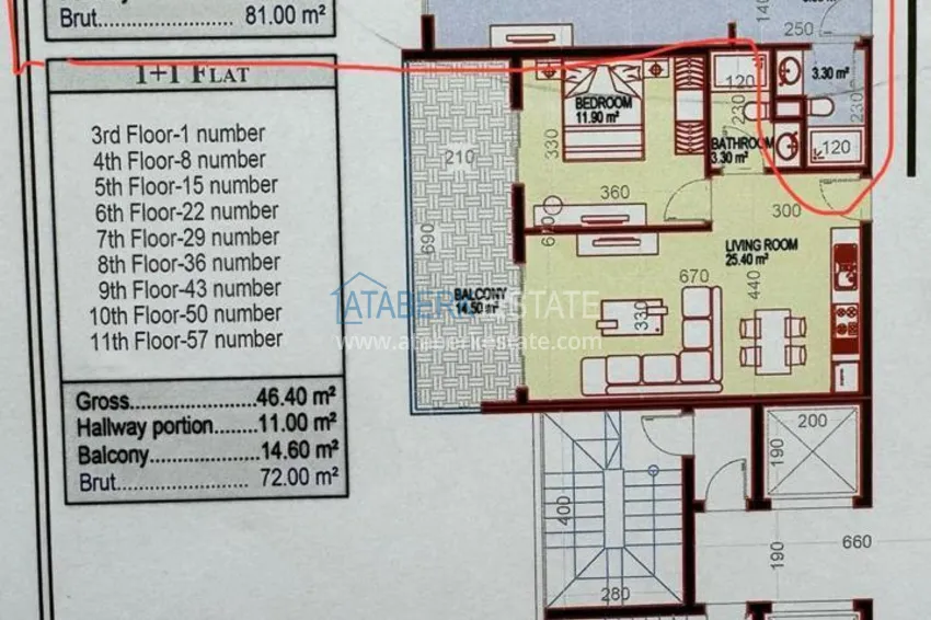 Buy cheap Apartment from the owner in Mahmutlar: one bedroom 81 m2 with heating and furniture 1 