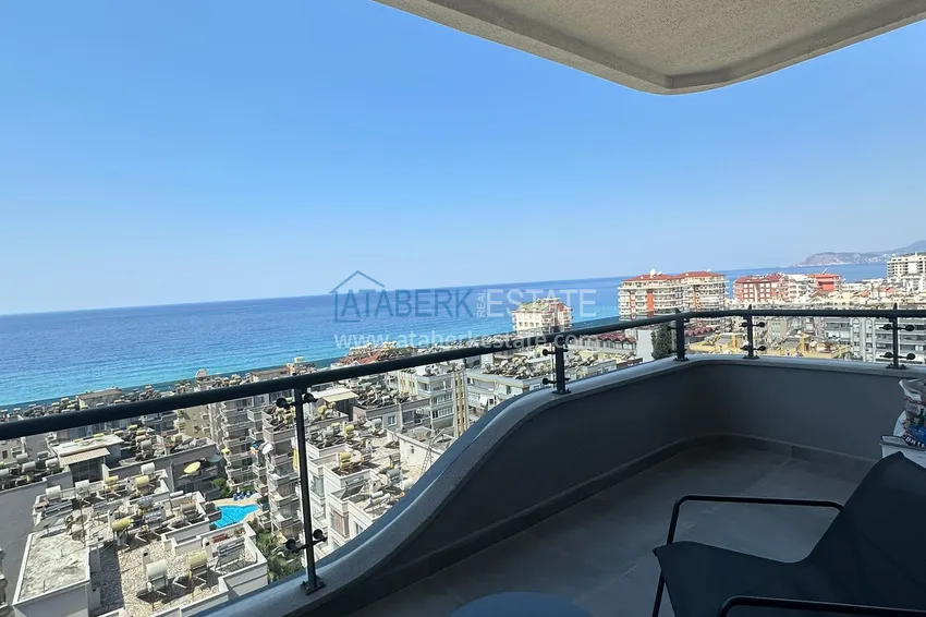 2+1 apartment with panoramic view and partially furnished — Alanya, Mahmutlar 1 