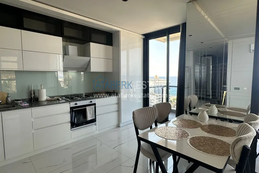 Purchase  2+1 apartment with panoramic view and partially furnished — Alanya, Mahmutlar 9 