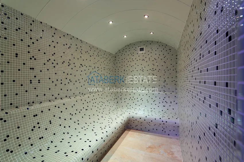 Elegant 3+1 villa with panoramic sea and mountain views in an elite complex — Alanya, Kargicak district 25 