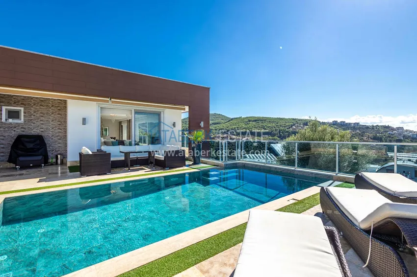Elegant 3+1 villa with panoramic sea and mountain views in an elite complex — Alanya, Kargicak district 4 