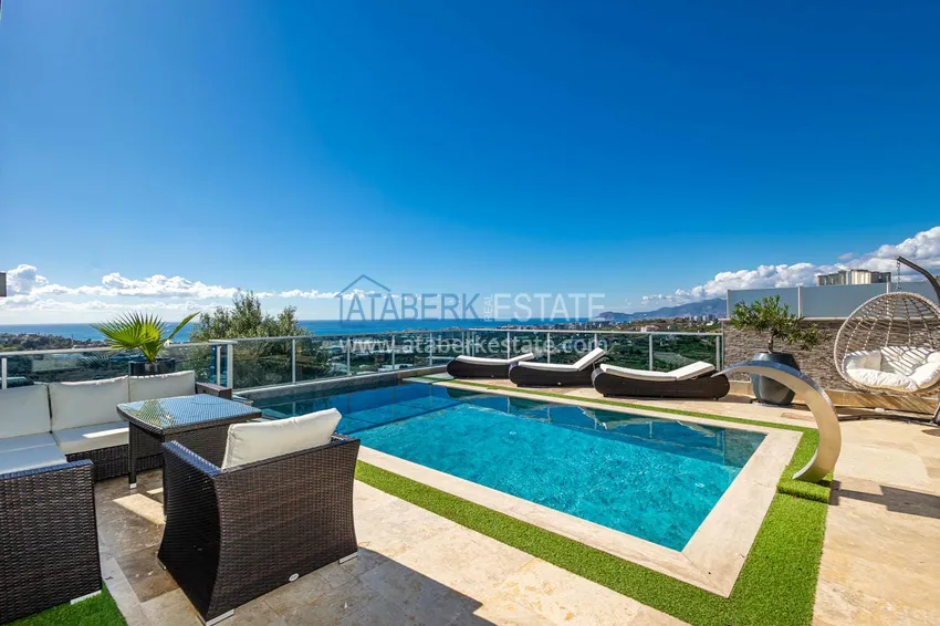 Elegant 3+1 villa with panoramic sea and mountain views in an elite complex — Alanya, Kargicak district 5 
