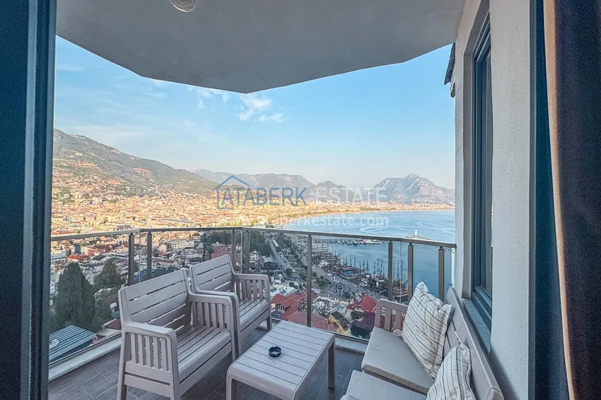 Purchase  3+1 apartment for a residence permit in Alanya, Kale district - furnished and with panoramic views of the sea and port  38 