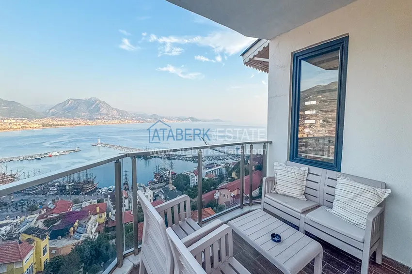 Purchase  3+1 apartment for a residence permit in Alanya, Kale district - furnished and with panoramic views of the sea and port  39 