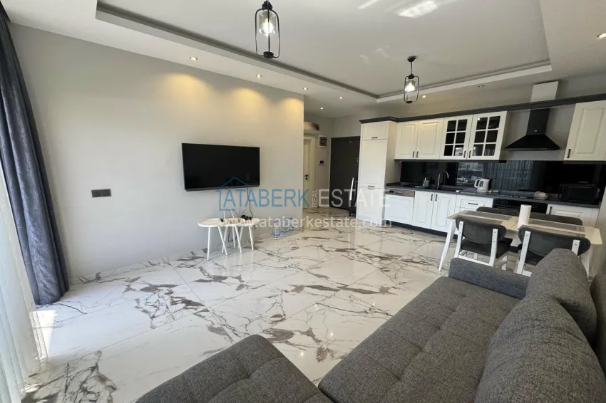 Purchase 1+1 furnished apartment in Alanya, Kestel - 150 m to the sea, glazed balcony 7 