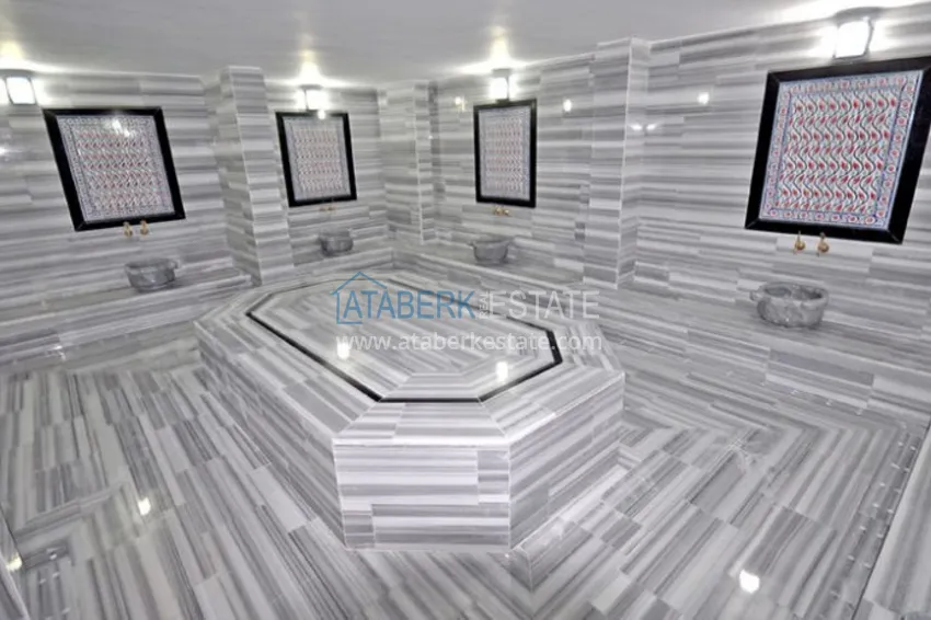 2+1 apartment on the first line in Kestel - garden duplex with furniture  20 