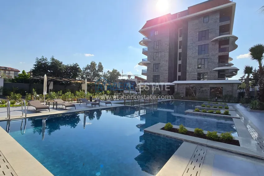 New premium residential complex project on the beachfront in Kestel 18 