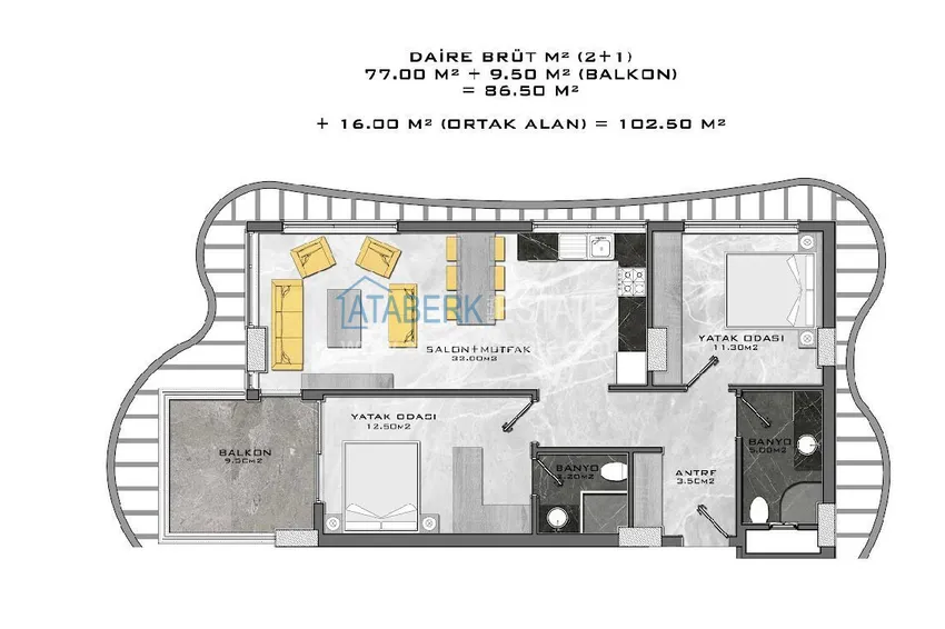 Buy cheap 2+1 apartment with sea view in Kargicak on the beachfront 1