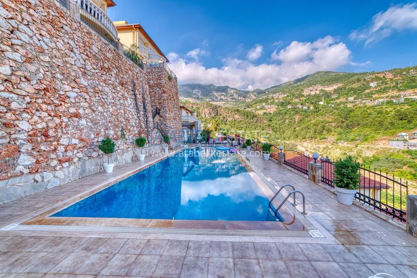 Apartment 3+1 in the Tepe area — furnished, sea view in an apart-villa. Property for a residence permit in Alanya 2 