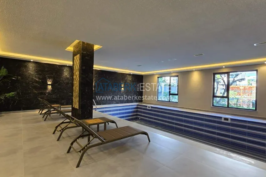 1+1 apartment overlooking the sea and the fortress on the beachfront in Kestel 37 