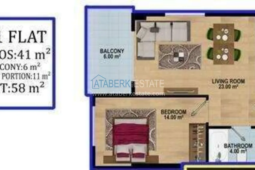 Buy cheap 1+1 apartments in the Avsallar area - favorable prices and a modern residential complex 1 