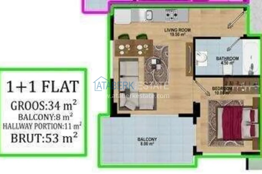 Buy cheap 1+1 apartments in the Avsallar area - favorable prices and a modern residential complex 3 