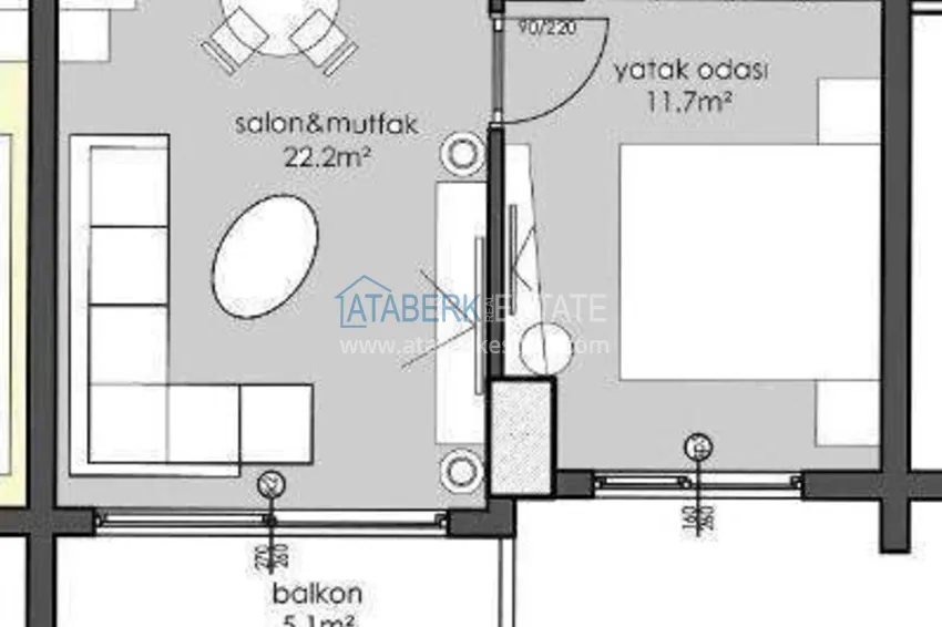Buy cheap 1+1 apartment in the center of Alanya - furnished and with sea views, installments are available  1 
