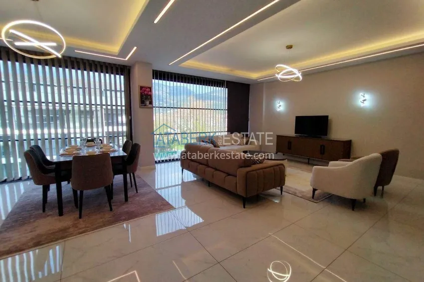 Purchase  2+1 furnished penthouse for rent in Oba — two levels, mountain view A9 2 