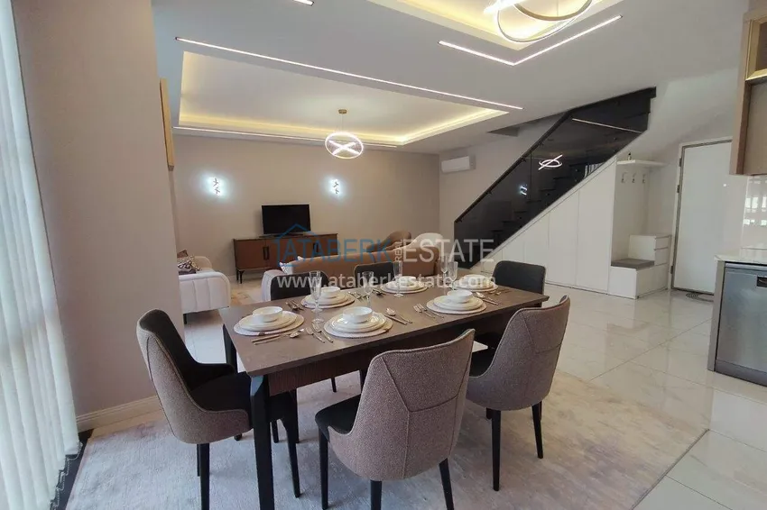 Purchase  2+1 furnished penthouse for rent in Oba — two levels, mountain view A9 7 