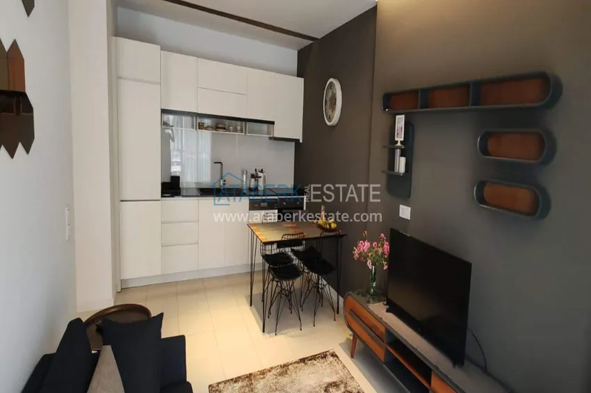 Purchase  1+1 apartment with sea view in the Oba area - first line, furnished, suitable for a residence permit 8 