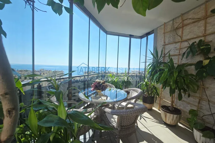 Purchase 3+1 duplex apartment with furniture in Mahmutlar — two glazed balconies and panoramic sea views 12 