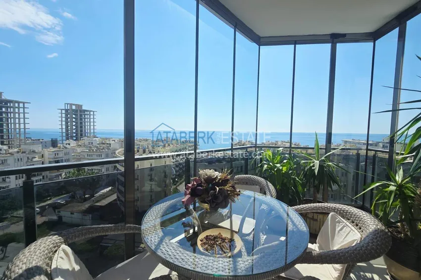 Purchase 3+1 duplex apartment with furniture in Mahmutlar — two glazed balconies and panoramic sea views 13 