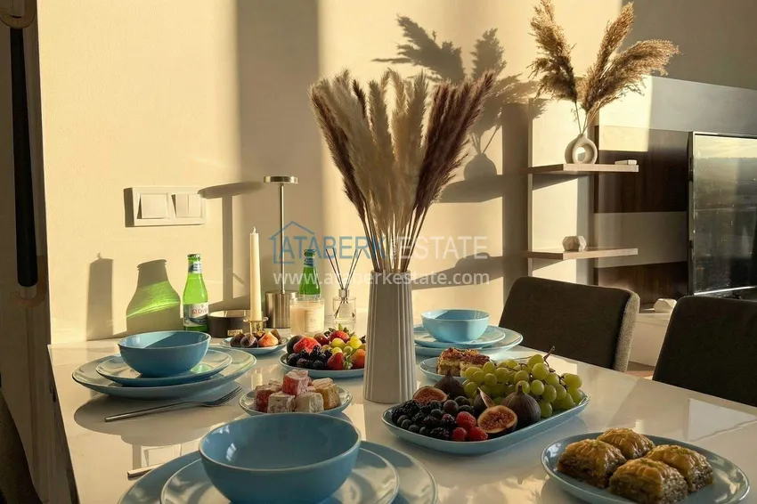 Purchase  Two-room apartment in Alanya, Oba area — 60 m2 furnished and mountain views  3 
