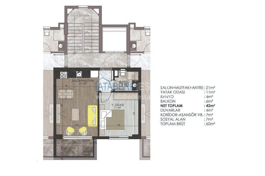Buy cheap Two-room apartment in Alanya, Oba area — 60 m2 furnished and mountain views  1 