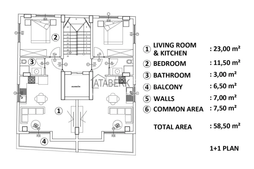 Buy cheap New 1+1 apartment in the center of Alanya, Cleopatra beach area - high ceilings, new furniture and appliances 1 