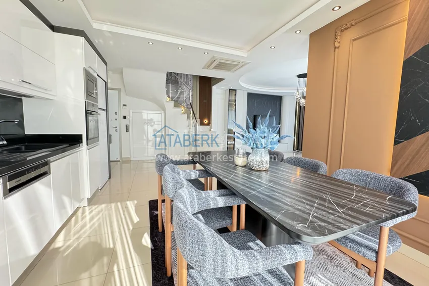 Purchase  3+1 penthouse duplex in Kargicak - first line, private beach, 15-month installments 3 