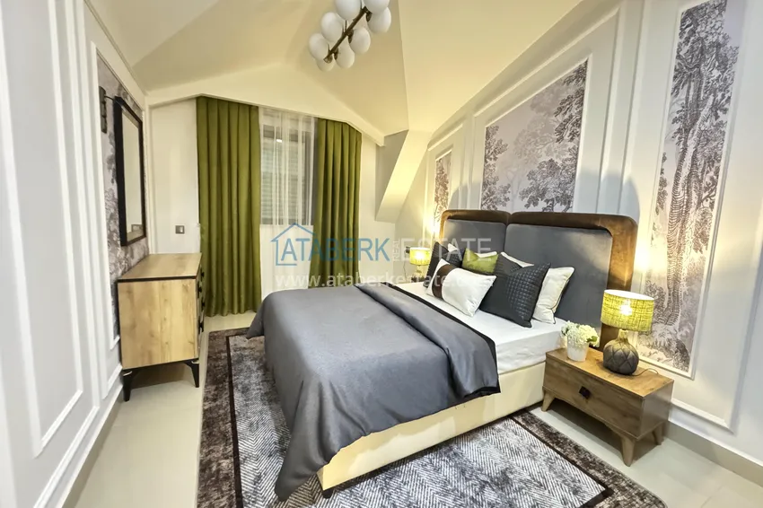 Purchase  3+1 penthouse duplex in Kargicak - first line, private beach, 15-month installments 7 