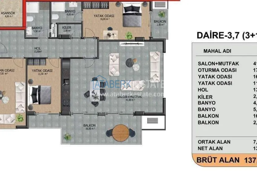 Buy cheap Apartment 3+1 for a residence permit in the Oba area - from the owner, furnished, separate kitchen  1 